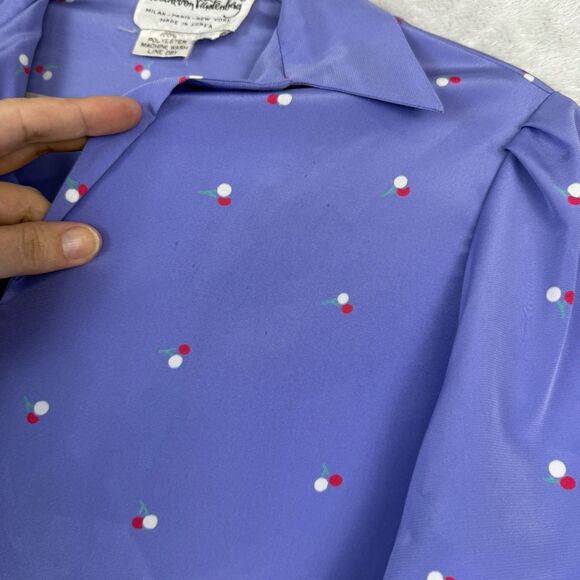 Vtg 70s Diane Von Furstenberg Matching Skirt Set 10 Purple Cherries DVF Retro - Picture 6 of 16